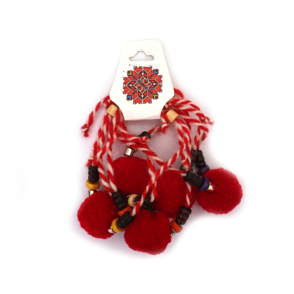 Brățări din lână Martisor  cu pompom 5 bucăți