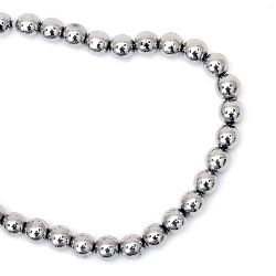Glass beads strands 10 mm hole 1 mm galvanized silver color ± 30 pieces