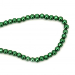 Наниз мъниста стъкло перла 6 мм дупка 1 мм зелено ~80см ~145 броя