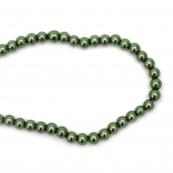 Olive green glass beads strand 6mm hole 1 mm -80cm , 145 pcs