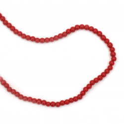 Glass Pearl Bead Strand, Round, Solid Red, 4mm, Hole: 1mm, about 80cm strand, 216 pieces 