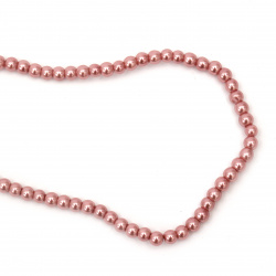 Round Glass Beads, Pearl String for DIY Jewelry, Ash of Roses, 4 mm: Hole 1 mm, 80cm string, approx 216 pieces