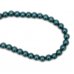 Sheeny Glass Round Pearl Beads Strand, Ocean Blue, 8mm, Hole: 1mm, 80cm strand,  110 pieces 