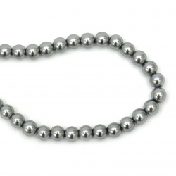 jewellery making Silver Grey 8mm Glass faux Pearls 50 beads