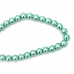 30pc 8mm glass pearl round beads-pearl blue-375 