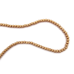 String of beads glass pearl, 4 mm, hole 1 mm, sand gold, ±80cm, ±216 pieces