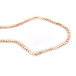 String of Beads Glass Pearl - 4 mm, hole - 1 mm, Peach light, ±80cm, ±216 pieces