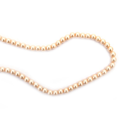String of Beads Glass Pearl - 6 mm, hole - 1 mm, Peach light, ±80 cm, ±140 pieces