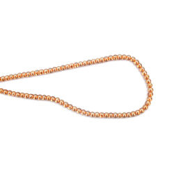 String of Glass Ball Beads / 4 mm,  Hole: 1 mm / Galvanized Transparent Dark Caramel ~ 120 pieces