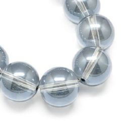 Transparent glass beads strands for jewelry making 8 mm hole 1 mm galvanized blue ~ 93 pieces