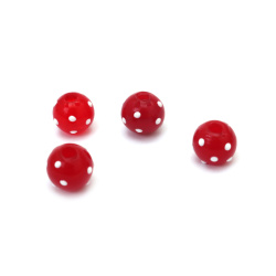 Round Lampwork Glass Beads, Dark Red, 10 mm, Hole: 2 mm,  Handmade - 4 pieces