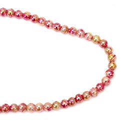 Not Available Online. You can also buy at EM ART stores and at +359 884 000 893 Sleek glass round beads strands 9.5 ~ 10mm hole 1.5mm spray painted fuchsia rainbow ~ 85 pieces