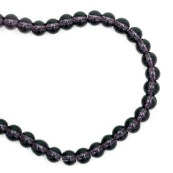 Glass Beads Strand, Round, Transparent, Purple, 6mm, hole 0.5mm, ~52 pcs