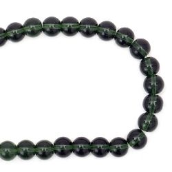Glass Beads Strand, Round, Transparent, Green, 8mm, hole 1mm, ~42 pcs