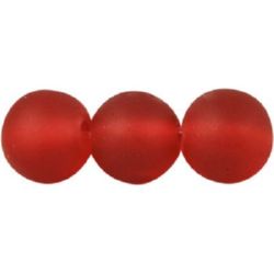 Наниз мъниста стъкло топче 6 мм дупка 2 мм прозрачно матирано червено ~80 см ~140 броя