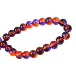 Șirag de mărgele bile de sticlă 6 mm transparent violet / portocaliu ~ 80 cm ~ 104 bucăți