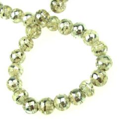 Bile de sticlă 8mm găuri 2mm pictate spart / argint ~ 110 bucăți