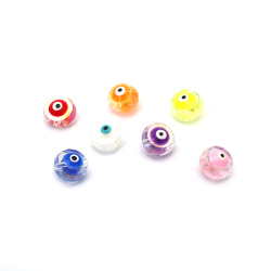 Mărgele de sticlă bile lampwork oko 10x12 mm gaură 1 mm curcubeu lucrate manual MIX - 4 bucăți