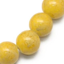 Not Available Online. You can also buy at EM ART stores and at +359 884 000 893 Glass round beads strands for jewelry making 8 mm hole 1 mm with sprayed yellow ~ 80 cm ~ 105 pieces