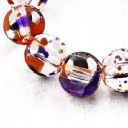 Șirag de mărgele de sticlă 6 mm gaură 1 mm transparent multicolor ~ 136 bucăți