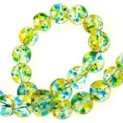 Naziz margele sticlă bila 10 mm gaură 1 mm transparent multicolor ~ 82 bucăți