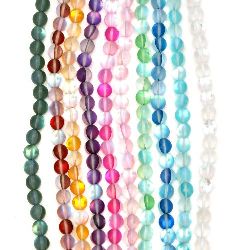 Transparent matte round glass beads string for handmade art decorations 10 mm hole 1 mm frosted assorted colors rainbow ~ 38 pieces
