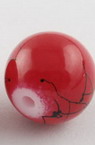 Наниз мъниста стъкло топче 8 мм дупка 1.3±1.6 мм рисувано червено и черно±80 см ±100 броя