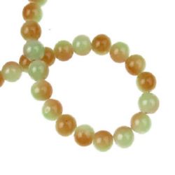 Two color glass beads strands for DIY necklaces, bracelets and garment accessories 8 mm hole 1 mm spray painted green-brown ~ 80 cm ~ 104 pieces