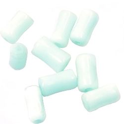 Margele cilindru din sticlă ochi pisică 9mm, albastru deschis -50g