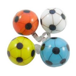 Стъклена висулка Мурано футболна топка 23.5x17 мм дупка 2.5 мм цвят микс
