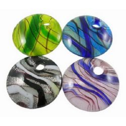 Pandantiv din sticlă Murano 50x50x10 mm gaură 9 mm culori diferite
