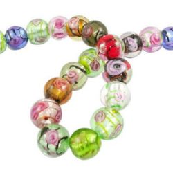 Folie argintie de sticlă ovală 12 mm gaură 2 mm -1 bucată