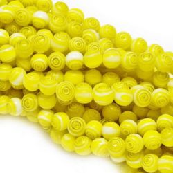 Наниз мъниста стъкло Лампуорк топче 8 мм дупка 1 мм цвят жълт ~48 броя