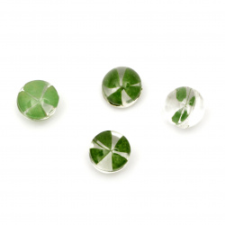 Glass base for pendant with built-in natural clover 12x11 mm