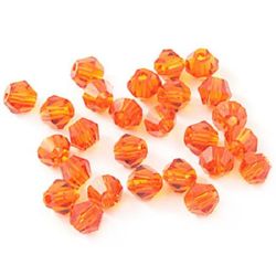 Crystal  beads, 6mm, size hole 1.3mm, Swarovski imitation, orange -12 pcs