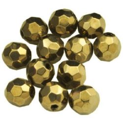 Наниз мъниста кристал многостенен 6 мм дупка 1 мм златен -55 броя
