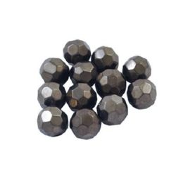Crystal round beads, electroplated polyhedron for jewelry making, DIY fringes of beads 8 mm hole 1 mm solid gray - 43 pieces