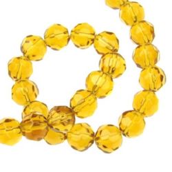 Faceted crystal beads, sheeny glass polyhedron  strand for DIY necklaces, bracelets and garment accessories 8 mm hole 1 mm brown - 43 pieces