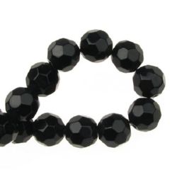 Șir de mărgele de cristal cu pereți multipli 10mm găuri 1.5mm negru -34 bucăți