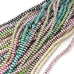 Bile de sticlă margele de sfoară 4 mm zincate ASSORTE ~ 80 cm ~ 220 bucăți