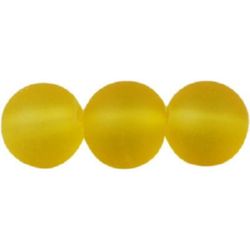 Glass Transparent Frosted Round Beads, Yellow, 1.3 - 1.6 mm, 80 cm Strand, 105 pieces