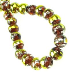 Glass beads strands, transparent ball for jewelry making DIY home decor projects 8 mm hole 2 mm painted caramel/gold ±110 pieces