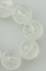 Glass round beads strands, frosted for jewelry making, DIY home decor ideas 12 mm engraved white ~ 33 pieces