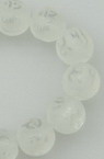 Frosted glass beads strands for jewelry making, engraved 10 mm white ~ 39 pieces