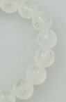 Frosted glass matte beads strands, engraved ball for jewelry making 8 mm white ~ 48 pieces
