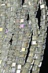 Наниз мъниста стъкло кръгче плоско 6x4 мм дупка 1 мм фасетирано галванизирано ДЪГА прозрачно ~72 броя