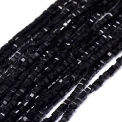Perle de șnur forma cub de sticlă 6x6x6mm Gaură 1mm fațetat negru ~ 100 bucăți