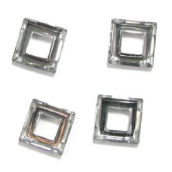 Faceted Glass Square Pendant 20X20X5 mm, Hole: 10 mm