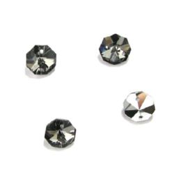 Stone crystal for sewing 14x14x7 mm hole 1.5 mm octagon dark gray - 4 pieces