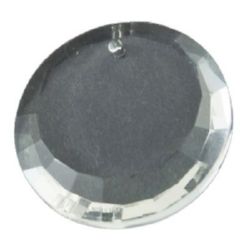 Pendant crystal circle, round glass 26x7 mm hole 1.5 mm